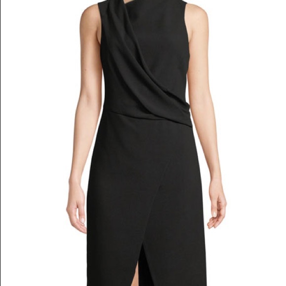 NWT Halston Heritage Mock-Neck Draped Front Dress - Picture 2 of 9